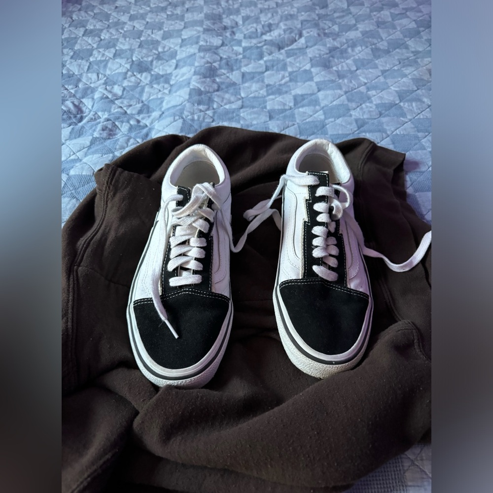 Lightning Bolt Black and White Vans